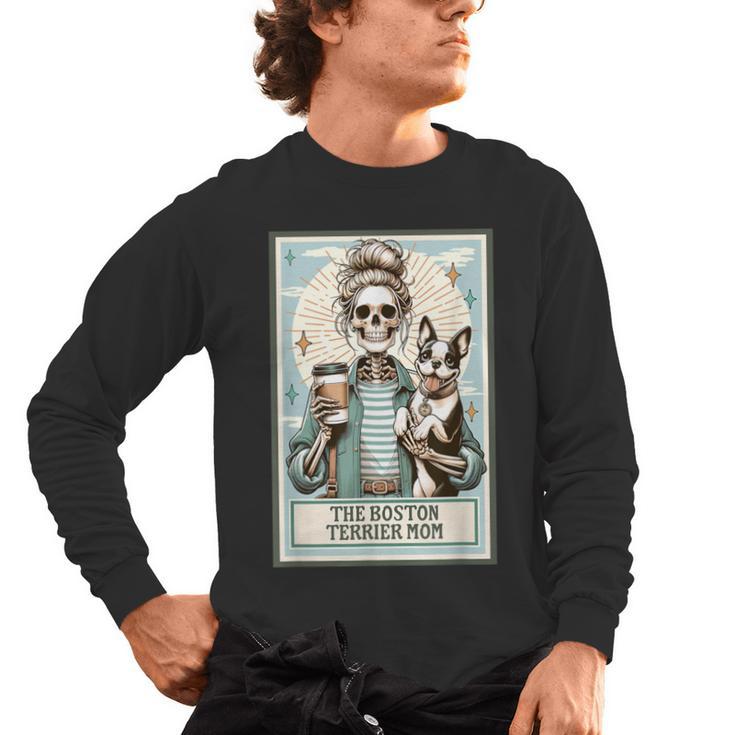 The Boston Terrier Mom Skeleton Spooky Season Halloween Men's Long Sleeve T-Shirt
