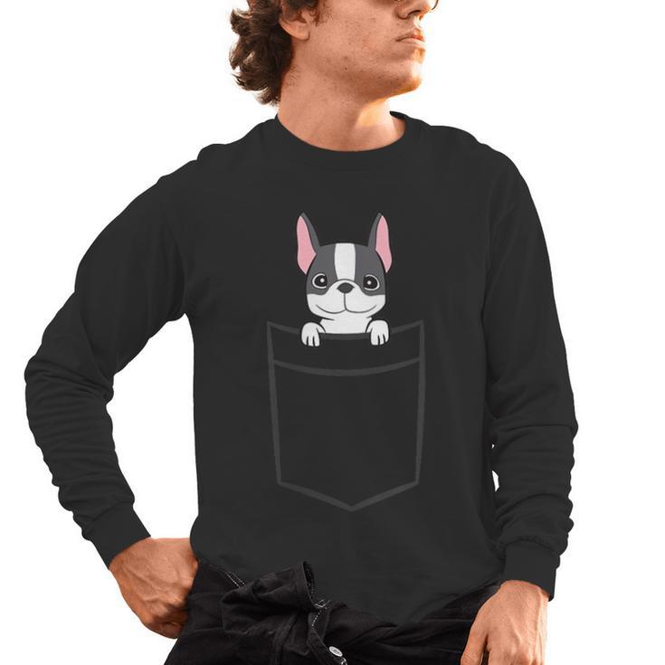 Boston Terrier In The Pocket Cute Boston Terrier Dog For Men Women Girls Kids Men's Long Sleeve T-Shirt