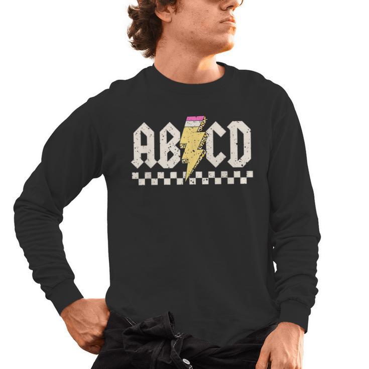 Boys Girls Teachers ABCD Rock Graphic Back To School Class Men's Long Sleeve T-Shirt