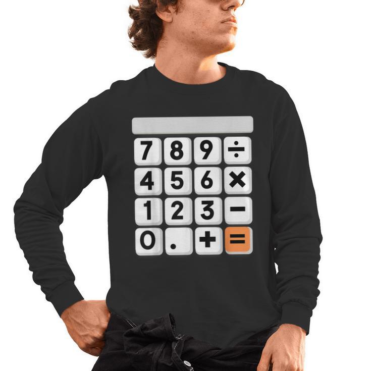 Calculator Easy Halloween Costume For Math Teacher Men's Long Sleeve T-Shirt