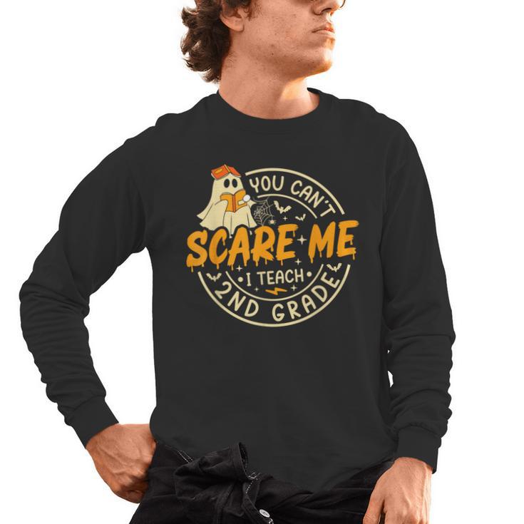 You Can't Scare Me I Teach 2nd Grade Teacher Halloween Ghost Men's Long Sleeve T-Shirt