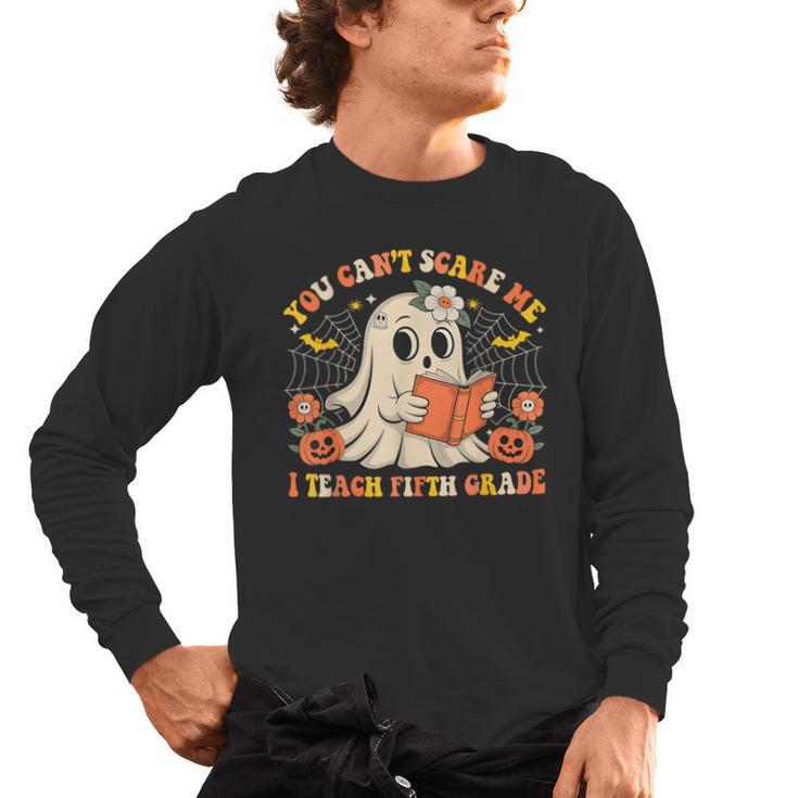 You Can't Scare Me I Teach Fifth Grade Halloween Teacher Men's Long Sleeve T-Shirt