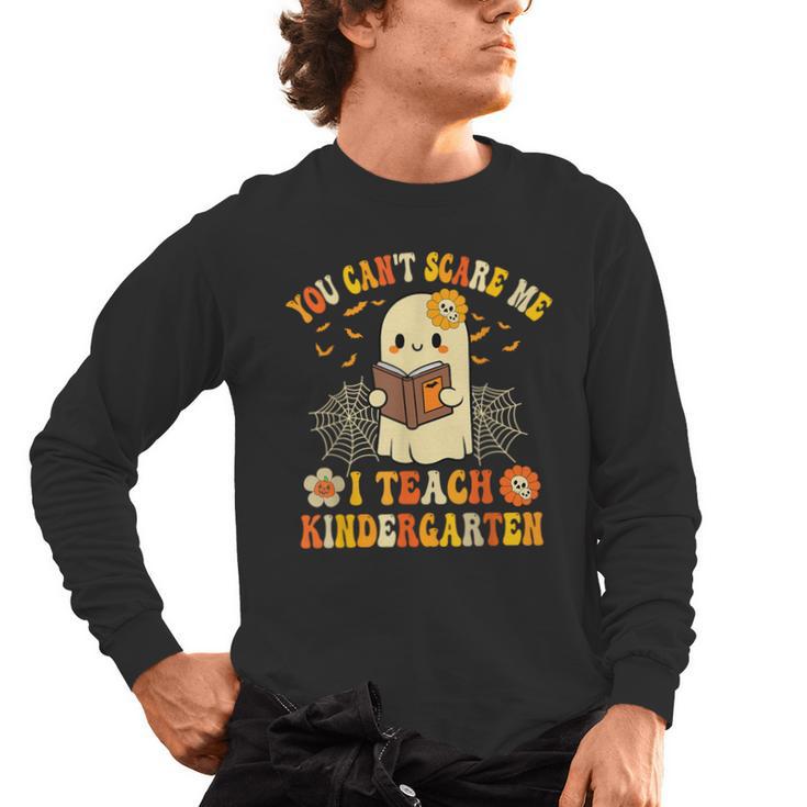You Can't Scare Me I Teach Kindergarten Halloween Teacher Men's Long Sleeve T-Shirt