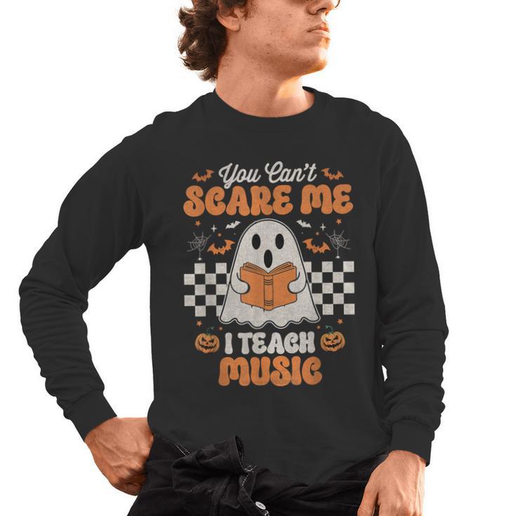 You Can't Scare Me I Teach Music Retro Teacher Halloween Men's Long Sleeve T-Shirt