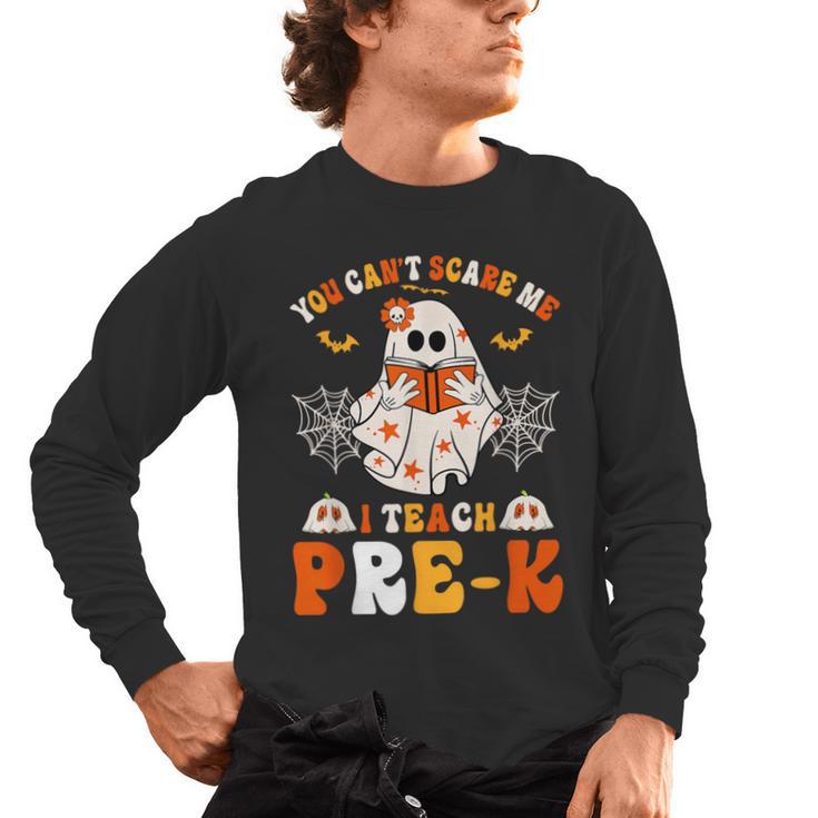 You Cant Scare Me I Teach Pre-K Teacher Halloween Men's Long Sleeve T-Shirt