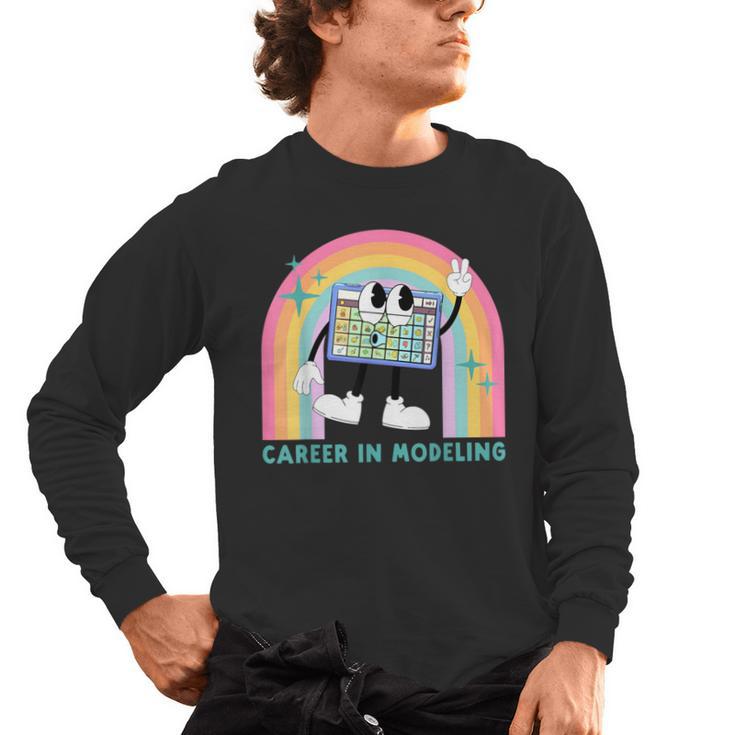 Career In Modeling AAC Teacher SLP SPED Communication Autism Men's Long Sleeve T-Shirt