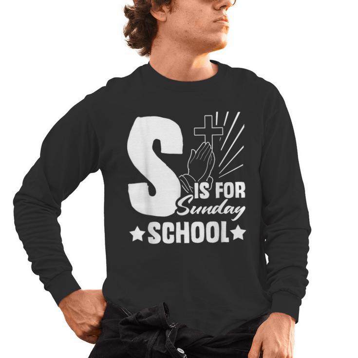 Christian Teacher S Is For Sunday School Essentials Men's Long Sleeve T-Shirt