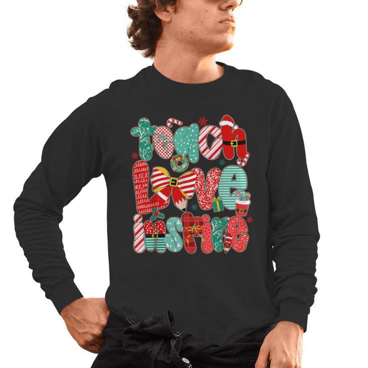 Christmas Coquette Bow Teacher Teach Love Inspire Men's Long Sleeve T-Shirt
