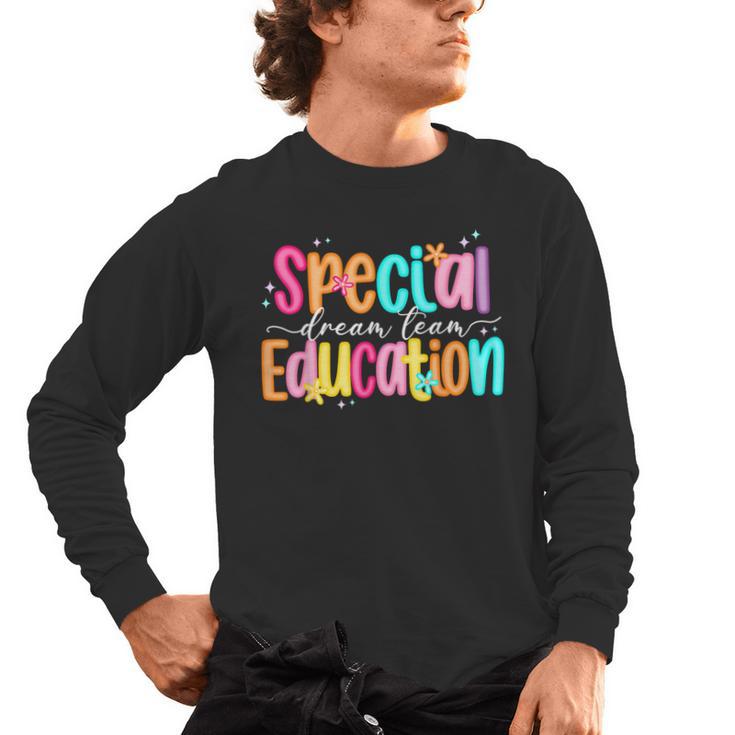 Color Special Education Squad Groovy Dream Team SPED Teacher Men's Long Sleeve T-Shirt