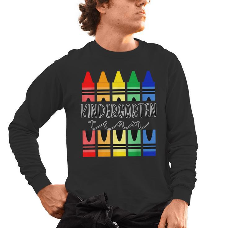 Colorful Crayon Kindergarten Team Tee For Teachers Students Men Women Kids Men's Long Sleeve T-Shirt