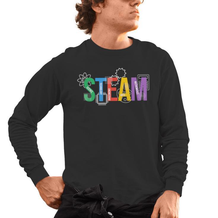 Colorful Steam Letters For Steam Program Teacher And Student Men's Long Sleeve T-Shirt