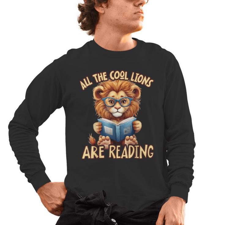 All The Cool Lions Are Reading Lion Teacher Men Women Kids Men's Long Sleeve T-Shirt