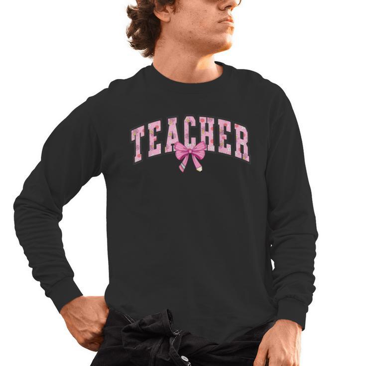 Coquette Bow Back To School First Day Teacher Men's Long Sleeve T-Shirt