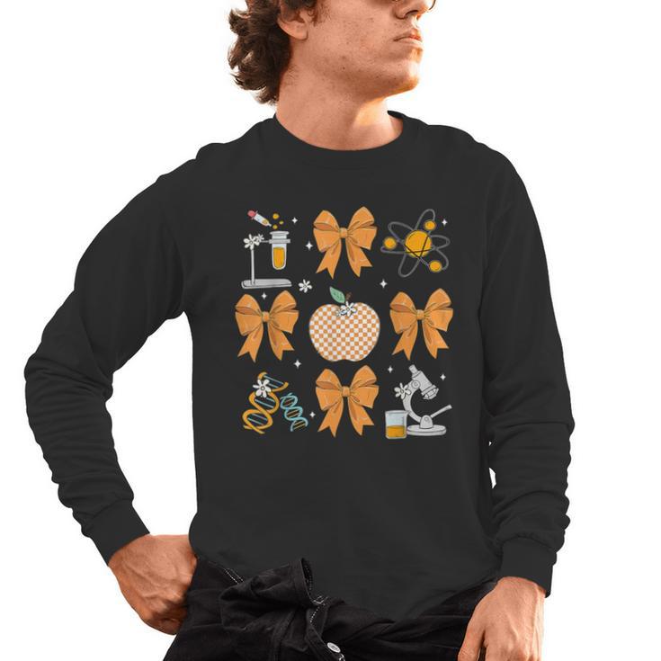 Coquette Bow Fall Science Teacher Stem Teacher Thanksgiving Men's Long Sleeve T-Shirt, trending gift