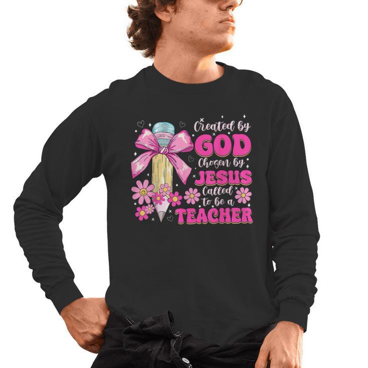 Created By God Called To Teacher Jesus Christian Teacher Men's Long Sleeve T-Shirt