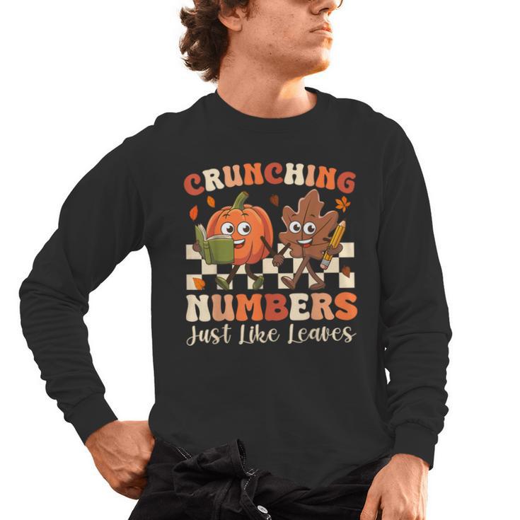 Crunching Numbers Just Like Leaves Pumpkin Fall Teacher Men's Long Sleeve T-Shirt
