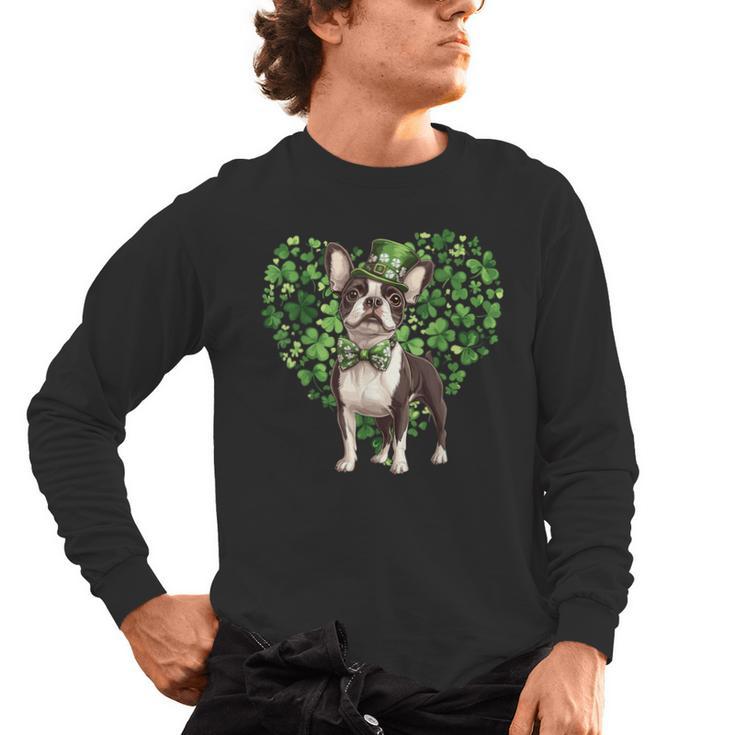Cute Boston Terrier Shamrock St Patrick's Day Dog Lover Men Women Kids Men's Long Sleeve T-Shirt