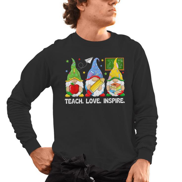 Cute Gnomes Teach Love And Inspire Back To School Teacher Men's Long Sleeve T-Shirt