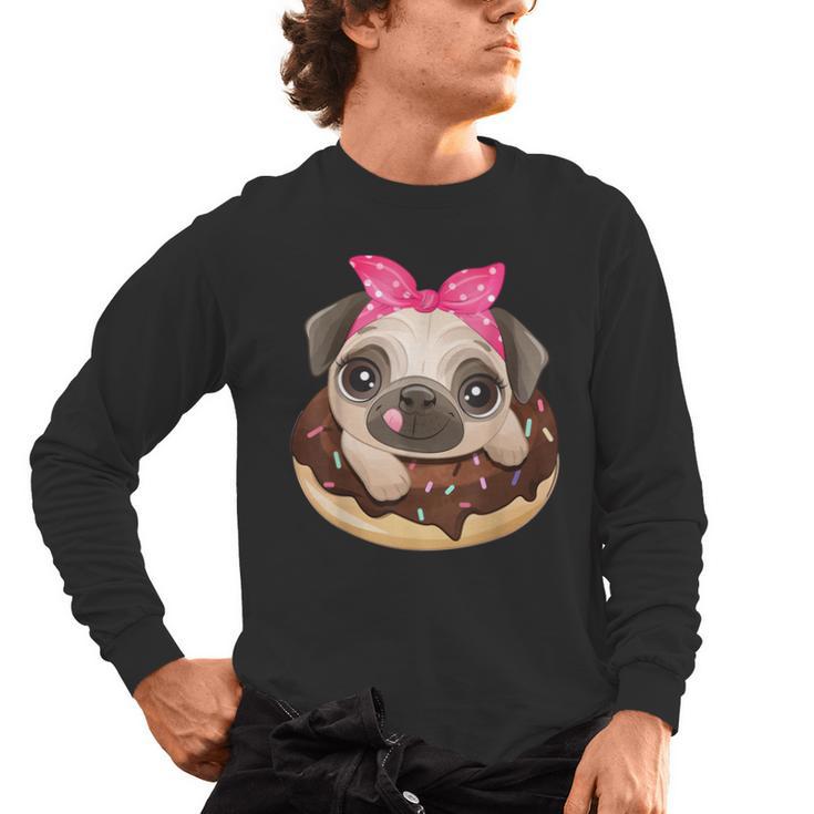 Cute Pug Shirt Donut Girls Dog Men's Long Sleeve T-Shirt