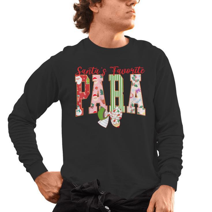 Cute Santas Favorite Para Christmas Paraprofessional Teacher Men's Long Sleeve T-Shirt