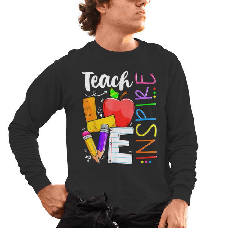 Cute Teach Love And Inspire Men Women Teacher Men's Long Sleeve T-Shirt