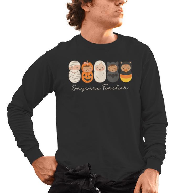 Daycare Teacher Halloween Infant Squad Spooky Childcare Fall Men's Long Sleeve T-Shirt