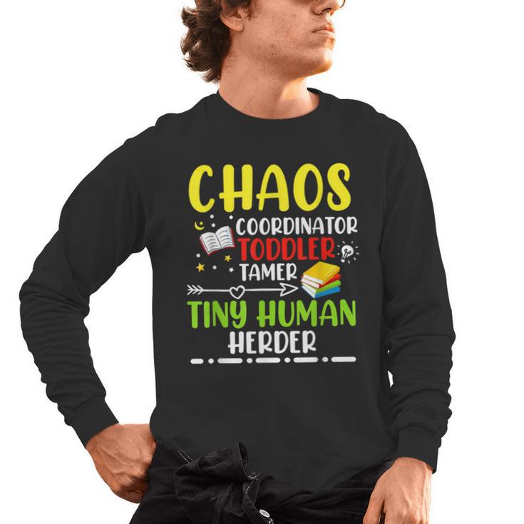 Daycare Teacher School Chaos Coordinator Toddler Tamer For Men Women Kids Men's Long Sleeve T-Shirt