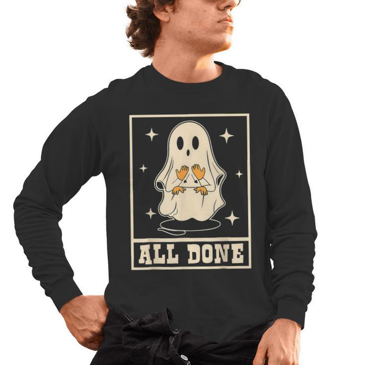All Done Sign Language Ghost Speech Pathology Teacher Men's Long Sleeve T-Shirt