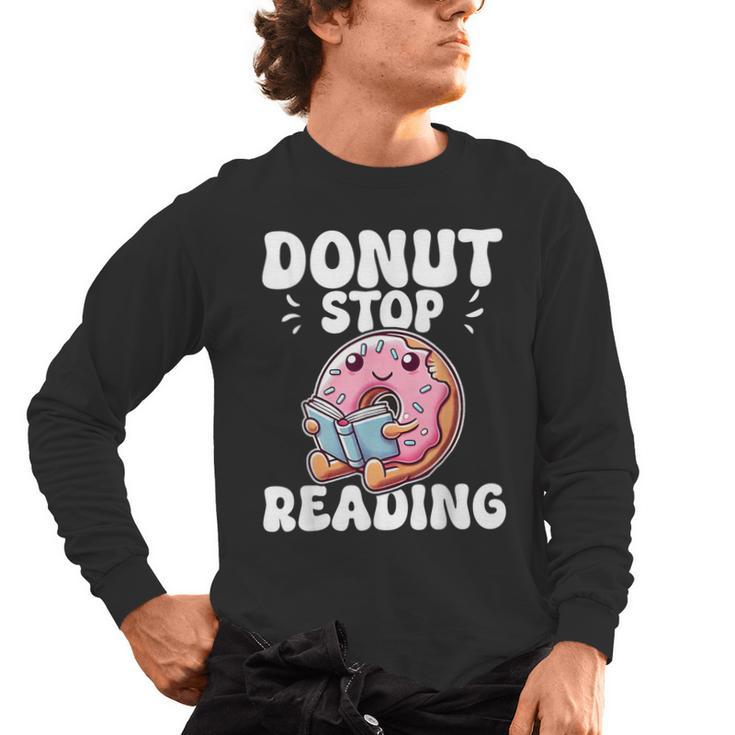 Donut Stop Reading Kawaii Teacher Preschool Kindergarten Men's Long Sleeve T-Shirt
