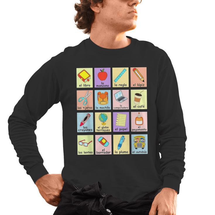 Dual Language Crew Bilingual Spanish Teacher Back To School For Men Women Men's Long Sleeve T-Shirt