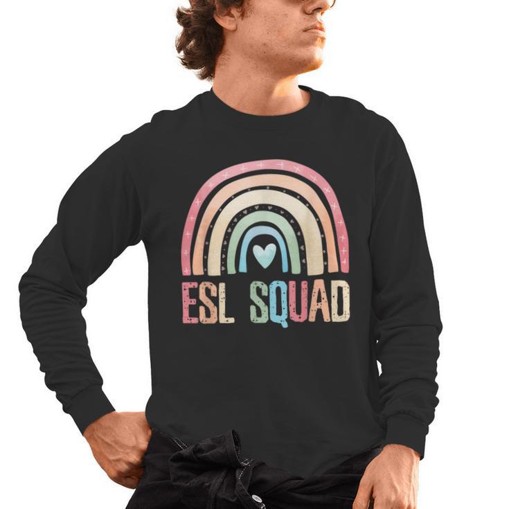 ESL Squad Teacher Crew Team Back To School English Rainbow Men's Long Sleeve T-Shirt