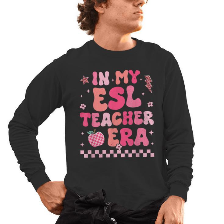 In My Esl Teacher Era Back To School ESL Teacher Groovy Men's Long Sleeve T-Shirt