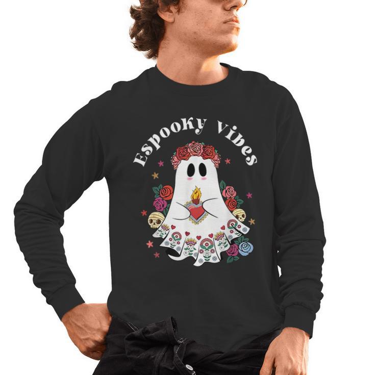 Espooky Vibes Maestra Halloween Spanish Mexican Teacher Men's Long Sleeve T-Shirt