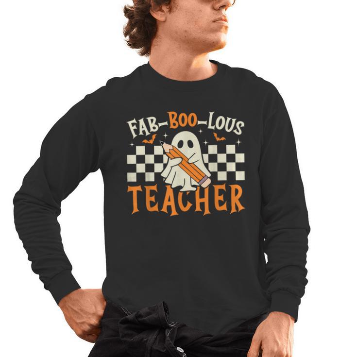 Fab Boo Lous Teacher Retro Ghost Spooky Halloween Costume Men's Long Sleeve T-Shirt