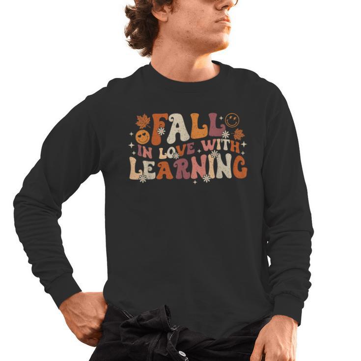 Fall In Love With Learning Autum Thanksgiving Teacher Kids Men's Long Sleeve T-Shirt