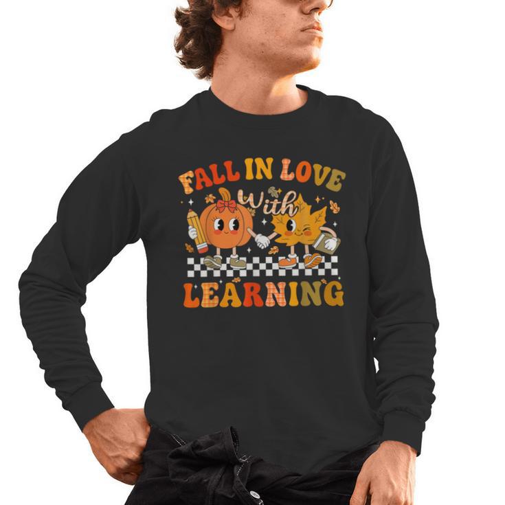 Fall In Love With Learning Autumn Pumpkin Fall Teacher Kids Men's Long Sleeve T-Shirt