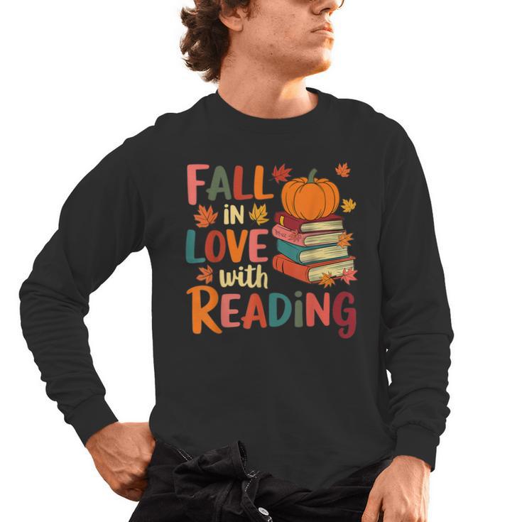 Fall In Love With Reading Autumn Thanksgiving Shirt Teacher Men's Long Sleeve T-Shirt