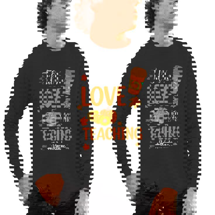 Fall In Love With Teaching 1st Grade Teacher Thanksgiving For Men Women Girls Kids Men&#x27;s Long Sleeve T-Shirt