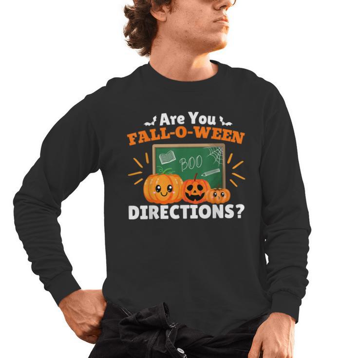 Are You Fall O Ween Directions Halloween Teacher Retro Men's Long Sleeve T-Shirt