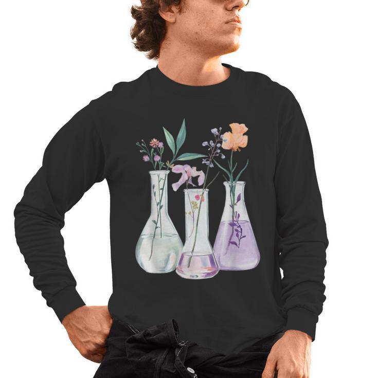 Flowers Test Tube Chemistry Student Science Teacher Women Men's Long Sleeve T-Shirt