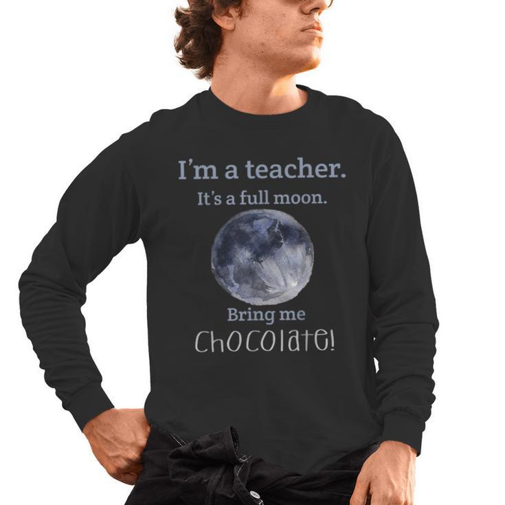 Full Moon Teacher Humor For Men Women Girls Kids Men's Long Sleeve T-Shirt