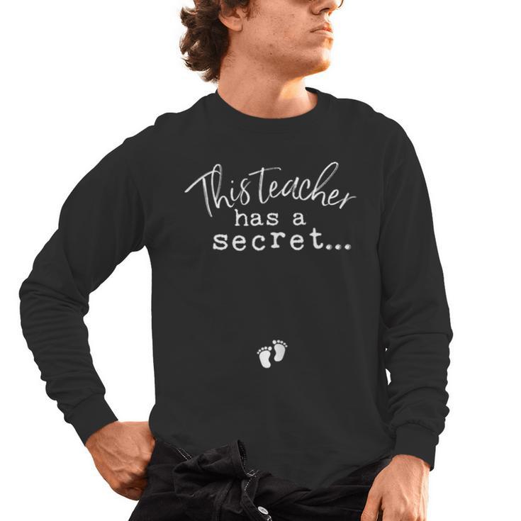 Fun Pregnant Teacher Announcement Idea- Footprints On Tummy Men's Long Sleeve T-Shirt