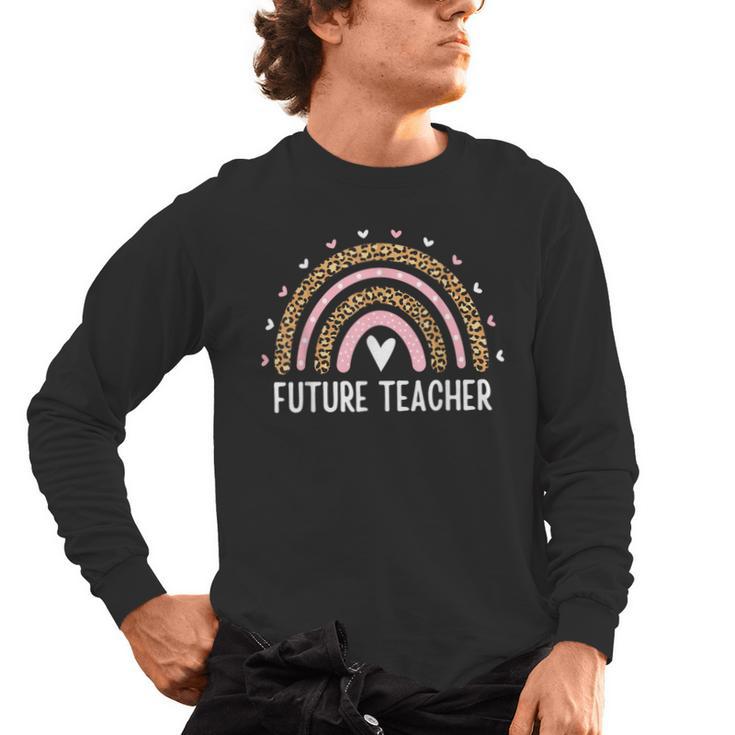 Future Teacher Kids Youth Girls Leopard Rainbow Women Men's Long Sleeve T-Shirt