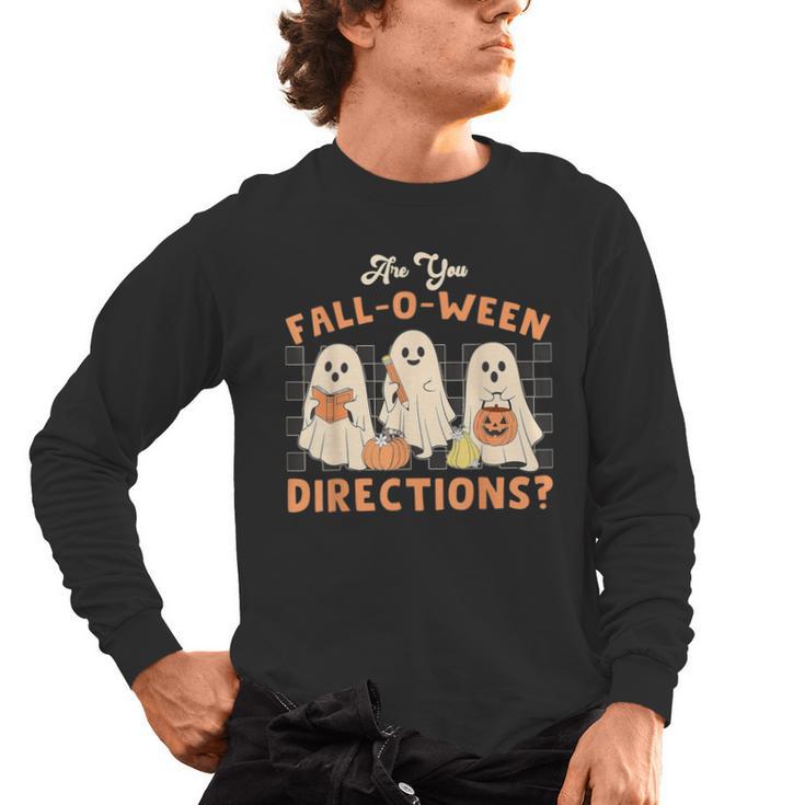 Ghost Are You Fall-O-Ween Directions Teacher Halloween Men's Long Sleeve T-Shirt