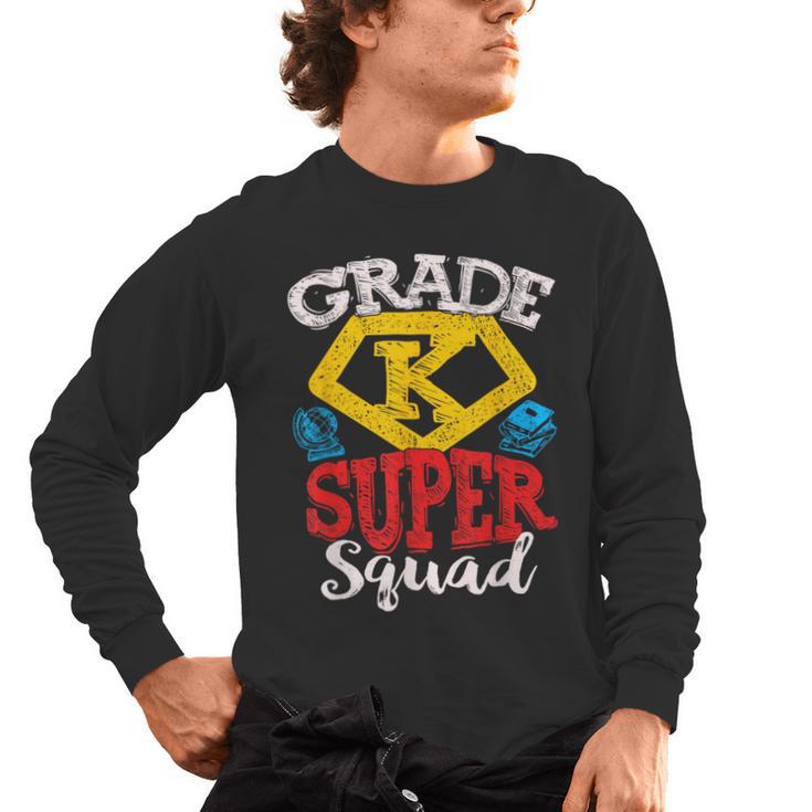 Grade K Super Squad Superhero Kindergarten Teacher Team Men's Long Sleeve T-Shirt