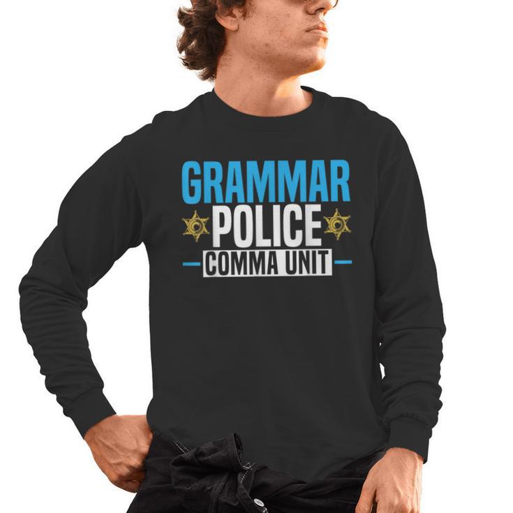 Grammar Police Comma Unit English Teacher Grammar Teacher For Men Women Men's Long Sleeve T-Shirt