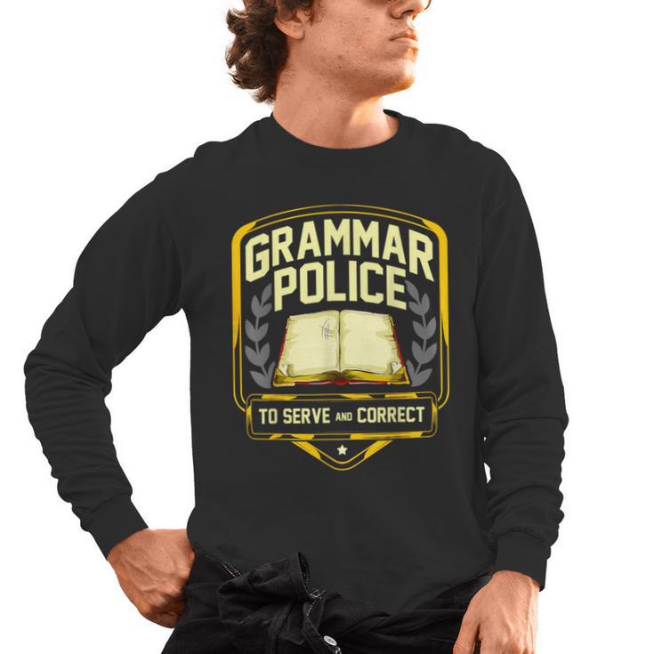 Grammar Police To Serve And Correct English Teacher Men's Long Sleeve T-Shirt
