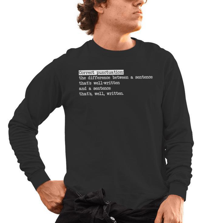 Grammar Teacher And Punny Punctuation Men's Long Sleeve T-Shirt