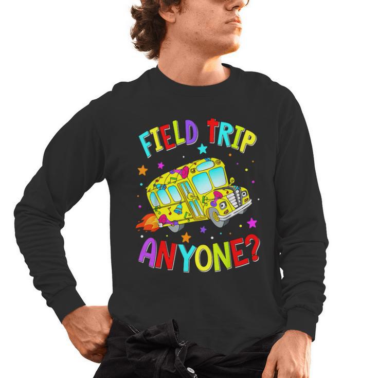 Groovy Field Trip Anyone Happy Field Day For Teachers Kids Men's Long Sleeve T-Shirt