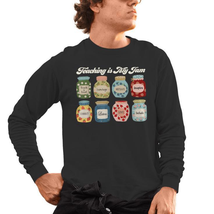 Groovy Teaching Is My Jam Teacher Appreciation Men's Long Sleeve T-Shirt